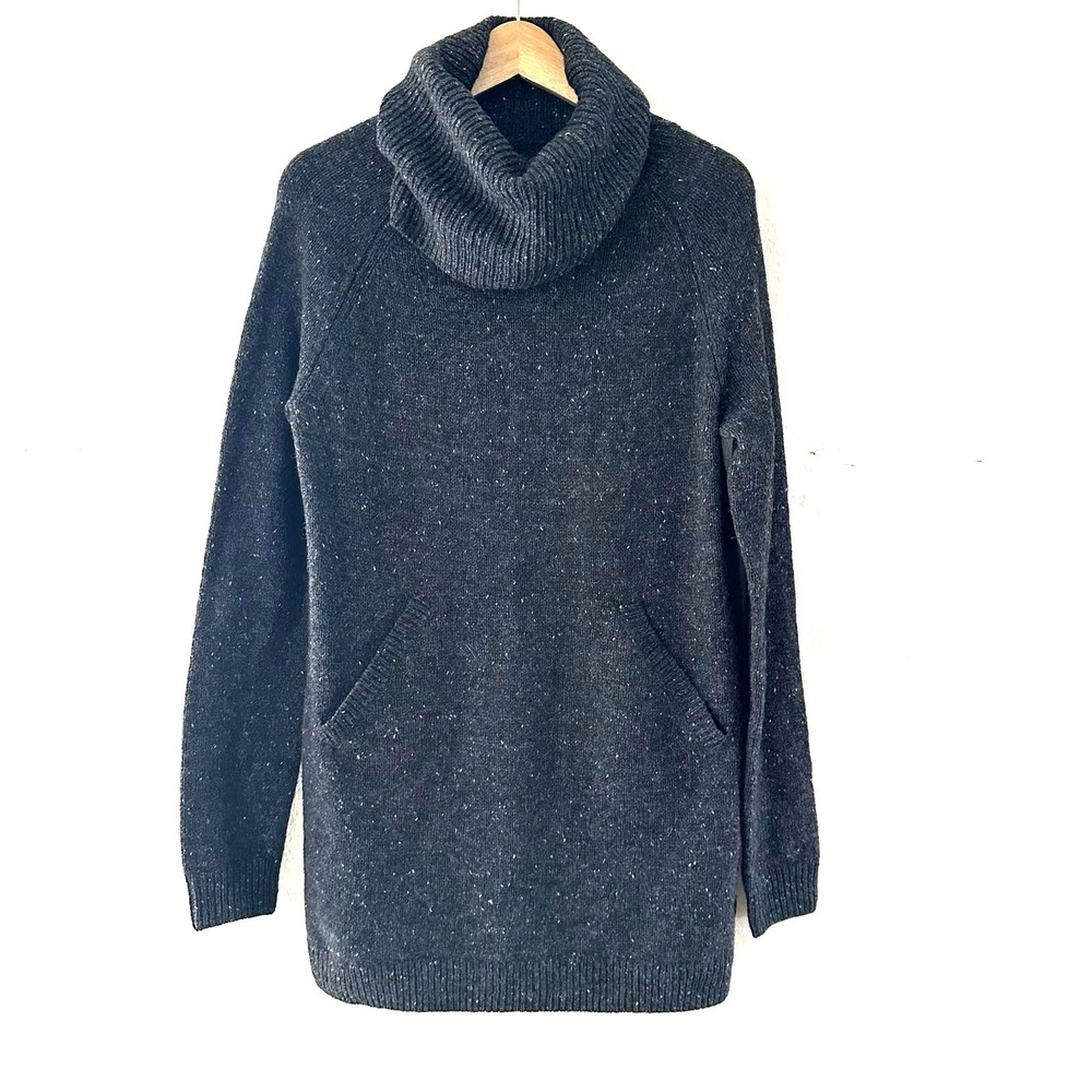 Burton Durable Goods Womens Small Wool Blend Cowl Neck Tunic Sweater Gray Marled
